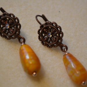 Agate and Brass Lace Earrings!